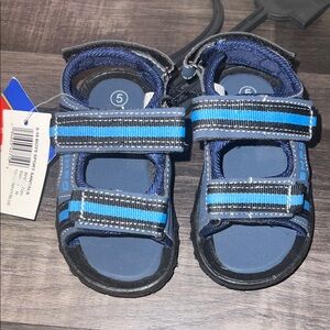 Beverly Hills Polo Club Navy & Bright Blue Striped Kids Sandals
